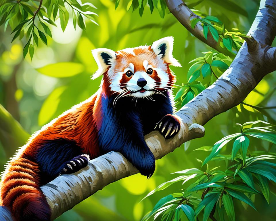 Red Panda in Temperate Forest